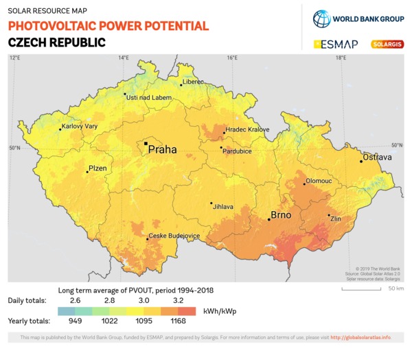 Photovoltaic Electricity Potential, Czech Republic